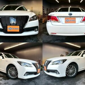 2015 Toyota Crown Hybrid white gasoline used car Japan export