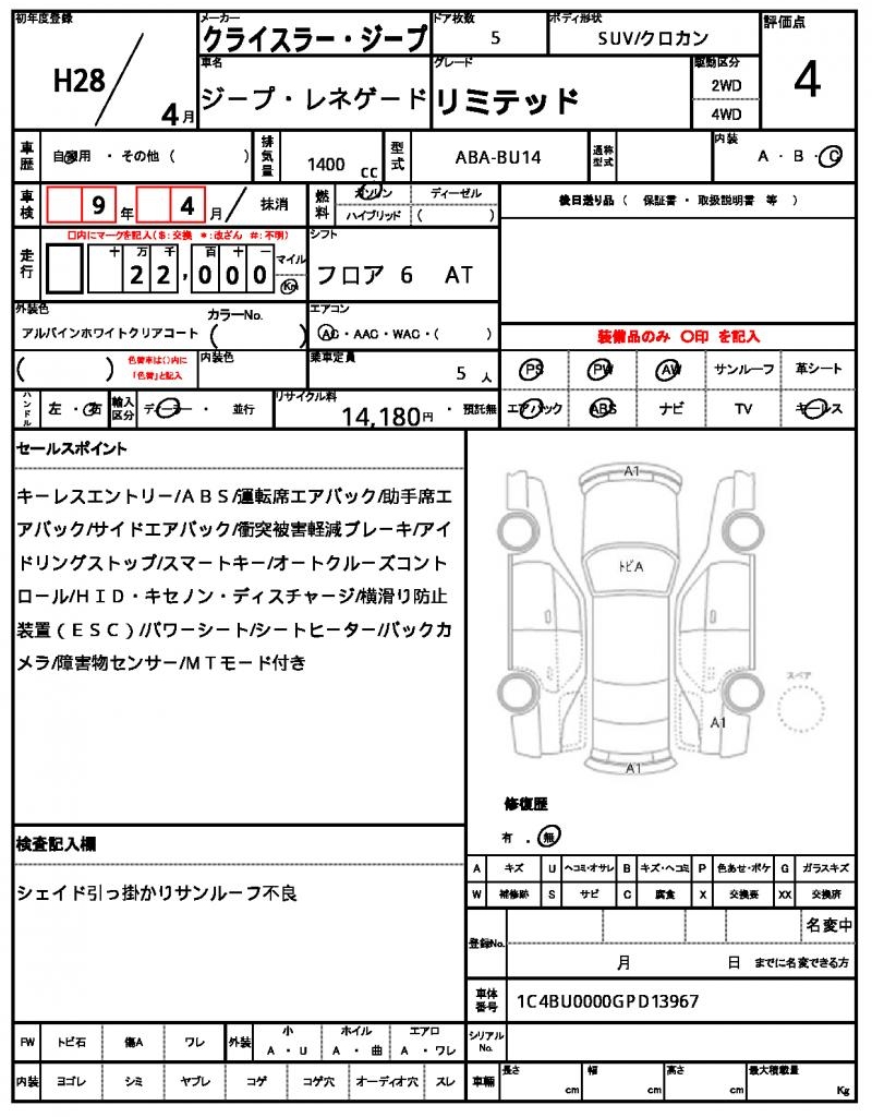 Ref:AUX-22814684 CHRYSLER JEEP JEEP RENEGADE 2016 21 Ref:AUX-22814684 CHRYSLER JEEP JEEP RENEGADE 2016 - Image 21