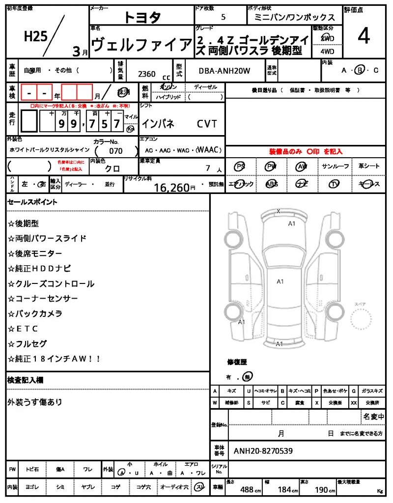 Ref:AUX-22837355 TOYOTA VELLFIRE 2013 10 Ref:AUX-22837355 TOYOTA VELLFIRE 2013 - Image 10