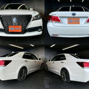 2013 Toyota Crown Hybrid white gasoline used car Japan export