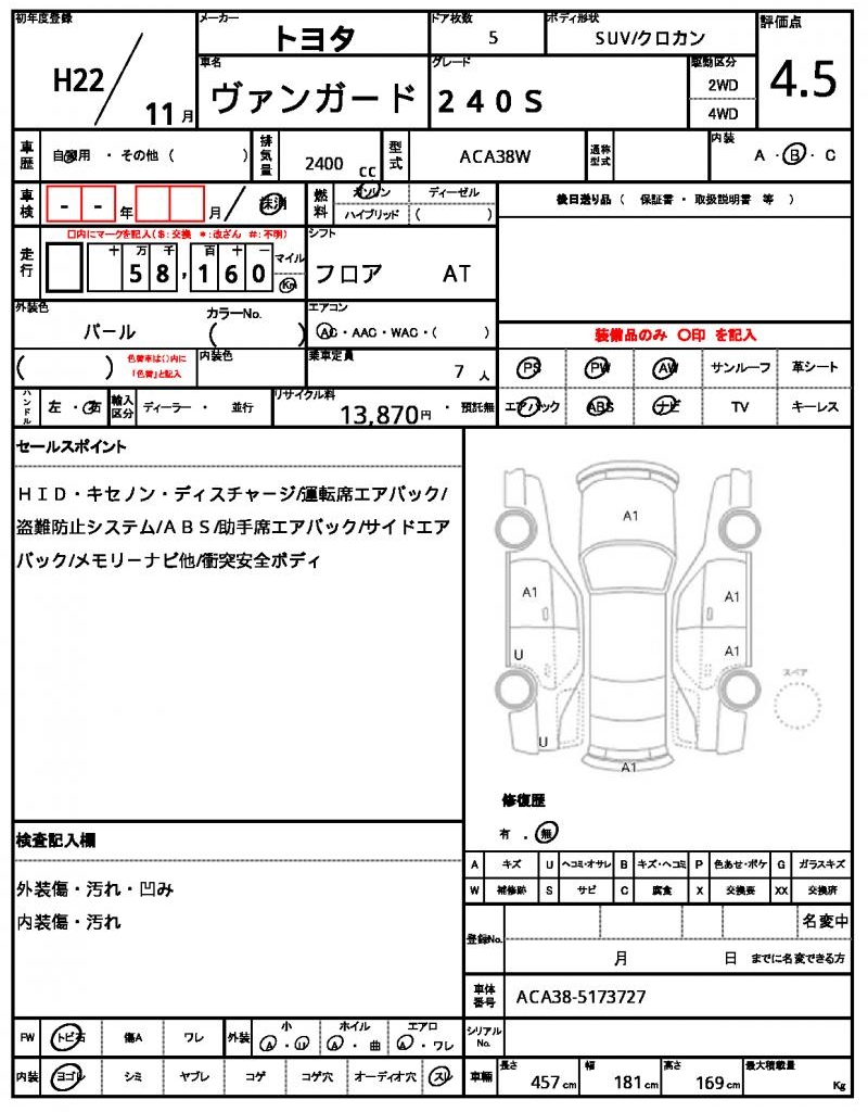 Ref:AUX-22988828 TOYOTA VANGUARD 2010 21 Ref:AUX-22988828 TOYOTA VANGUARD 2010 - Image 21
