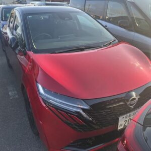 2025 Nissan Aura red hybrid used car Japan export