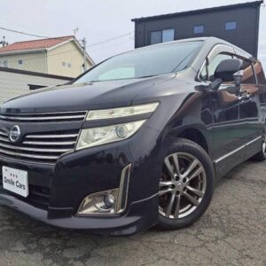2012 Nissan Elgrand black gasoline used car Japan export