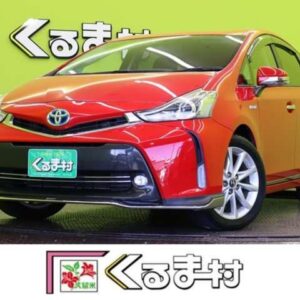 2015 Toyota Prius Alpha red hybrid used car Japan export