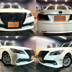 2013 Toyota Crown Hybrid white gasoline used car Japan export