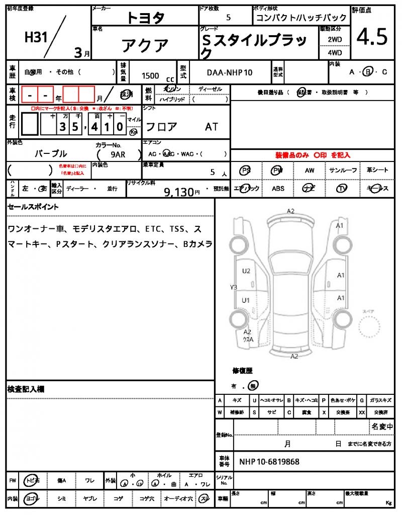 Ref:AUX-23459001 TOYOTA AQUA 2019 7 Ref:AUX-23459001 TOYOTA AQUA 2019 - Image 7