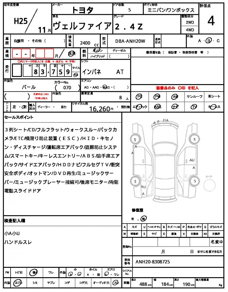 Ref:AUX-23477431 TOYOTA VELLFIRE 2013 19 Ref:AUX-23477431 TOYOTA VELLFIRE 2013 - Image 19