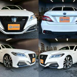 2019 Toyota Crown Hybrid white gasoline used car Japan export