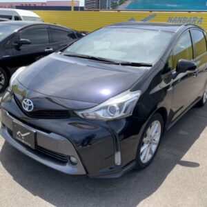 2014 Toyota Prius Alpha black hybrid used car Japan export