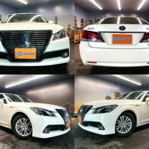2013 Toyota Crown Hybrid white gasoline used car Japan export