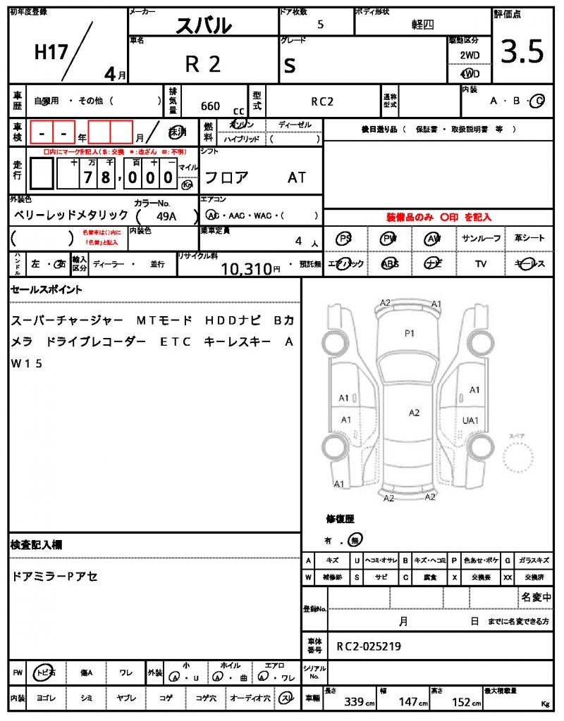 Ref:AUX-24299647 SUBARU R2 2005 21 Ref:AUX-24299647 SUBARU R2 2005 - Image 21