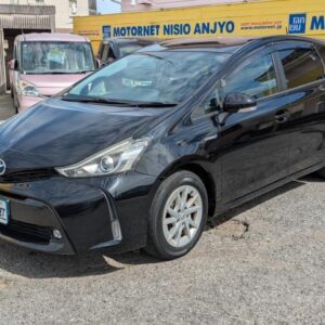 2015 Toyota Prius Alpha black hybrid used car Japan export