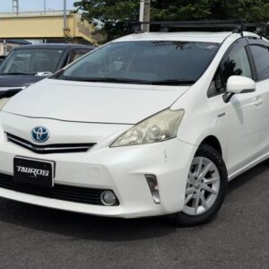 2013 Toyota Prius Alpha white hybrid used car Japan export