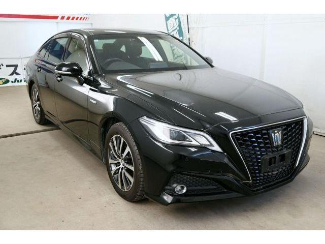 Ref:AUX-24365290 TOYOTA CROWN HYBRID 2019 1 2019 Toyota Crown Hybrid black hybrid used car Japan export