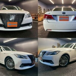 2013 Toyota Crown Hybrid white gasoline used car Japan export