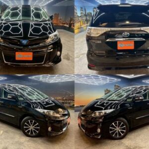 2014 Toyota Estima Hybrid black gasoline used car Japan export