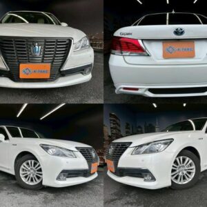 2013 Toyota Crown Hybrid white gasoline used car Japan export