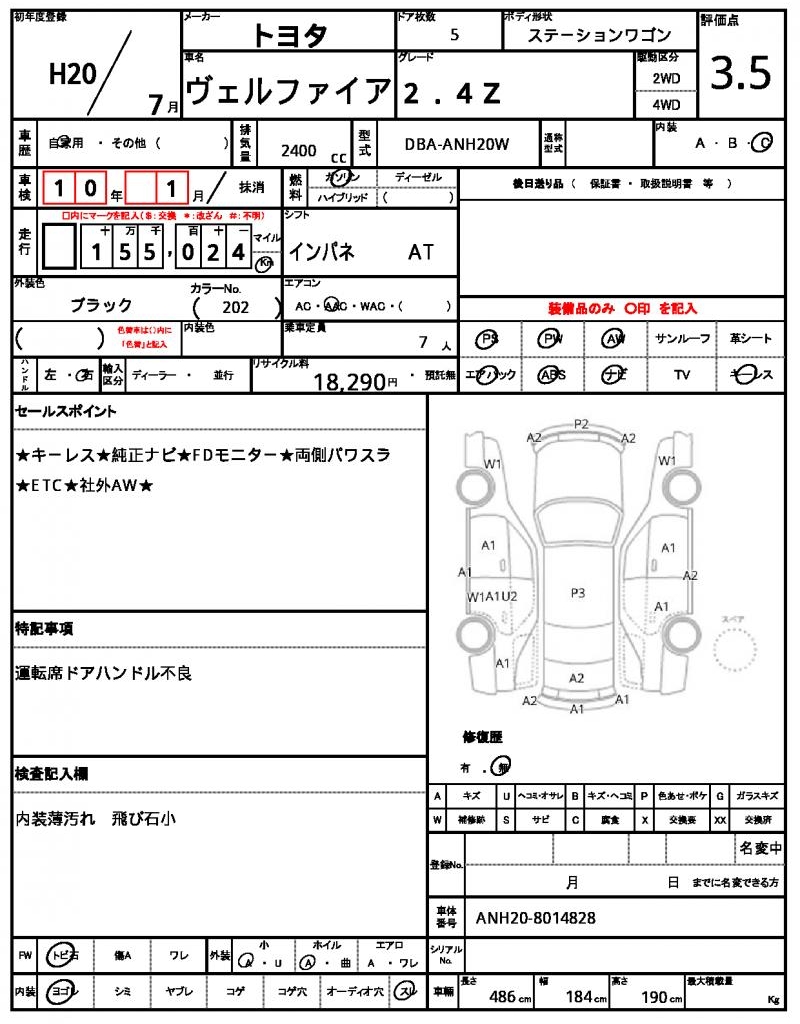 Ref:AUX-24892498 TOYOTA VELLFIRE 2008 21 Ref:AUX-24892498 TOYOTA VELLFIRE 2008 - Image 21