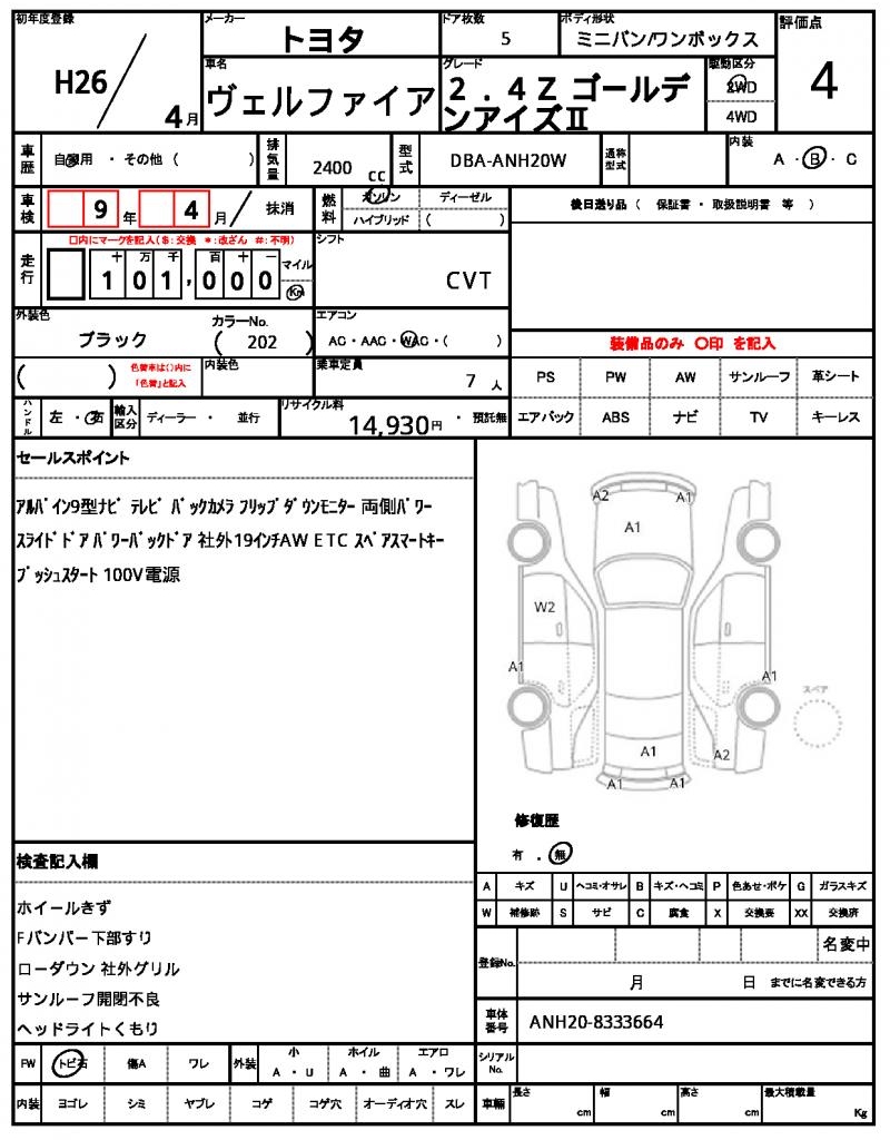 Ref:AUX-25015812 TOYOTA VELLFIRE 2014 21 Ref:AUX-25015812 TOYOTA VELLFIRE 2014 - Image 21