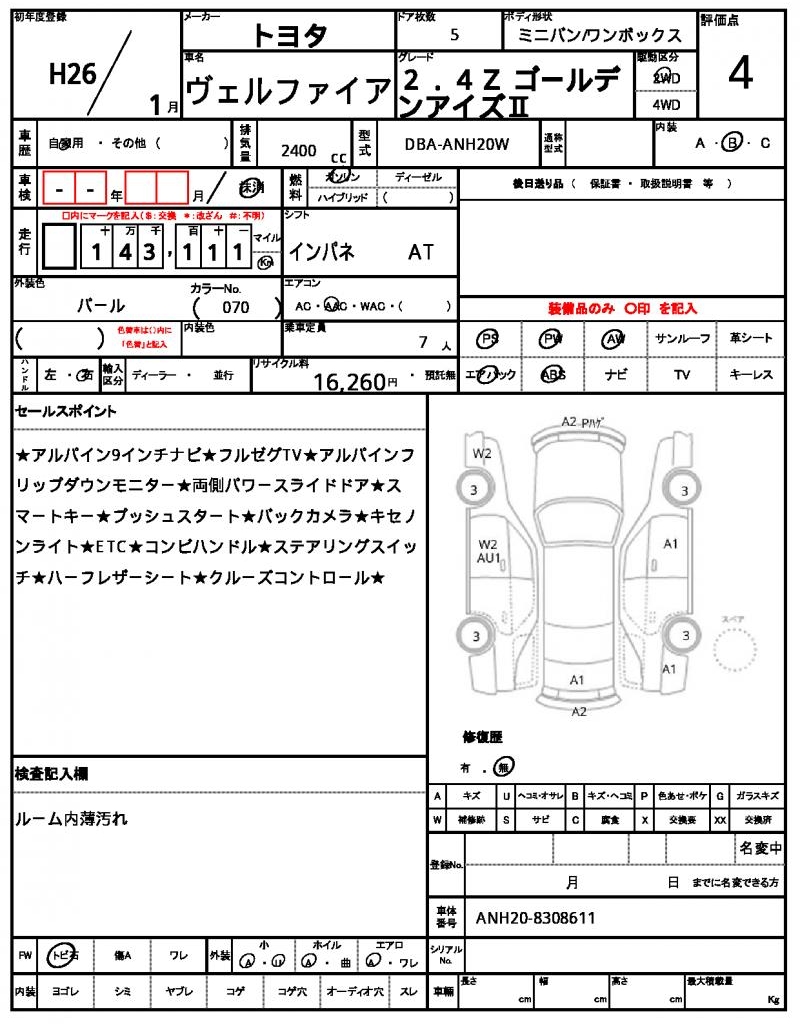 Ref:AUX-25163481 TOYOTA VELLFIRE 2014 21 Ref:AUX-25163481 TOYOTA VELLFIRE 2014 - Image 21
