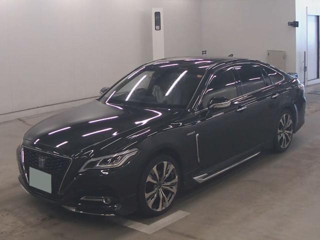 Ref:AUX-25178796 TOYOTA CROWN HYBRID 2018 1 2018 Toyota Crown Hybrid black gasoline used car Japan export