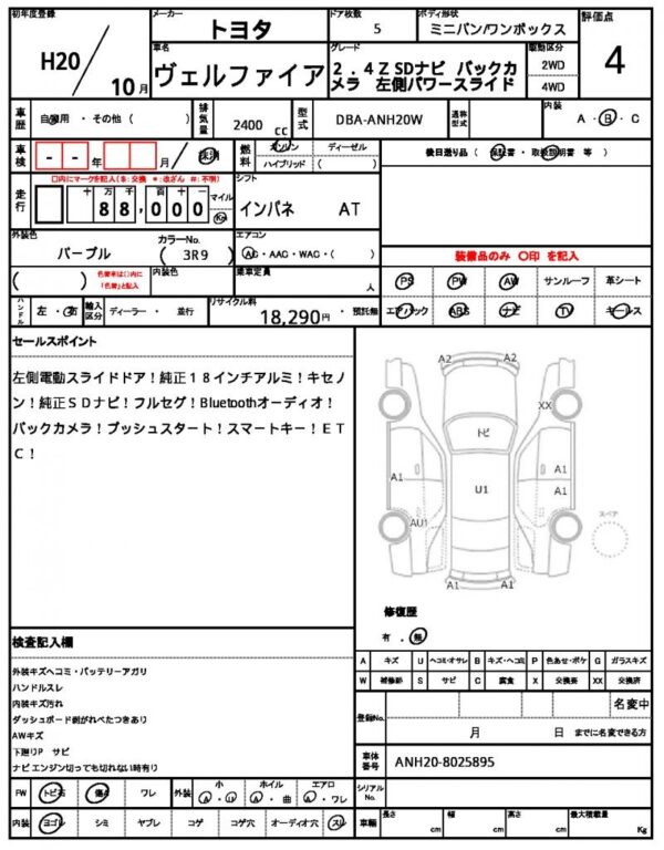 Ref:AUX-5141439 TOYOTA VELLFIRE 2008 - Image 10