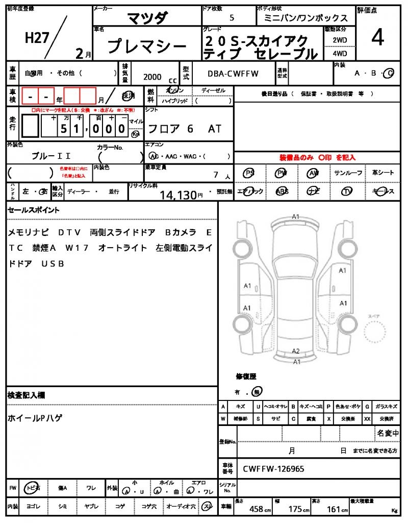 Ref:AUX-7950545 MAZDA PREMACY 2015 - Image 21